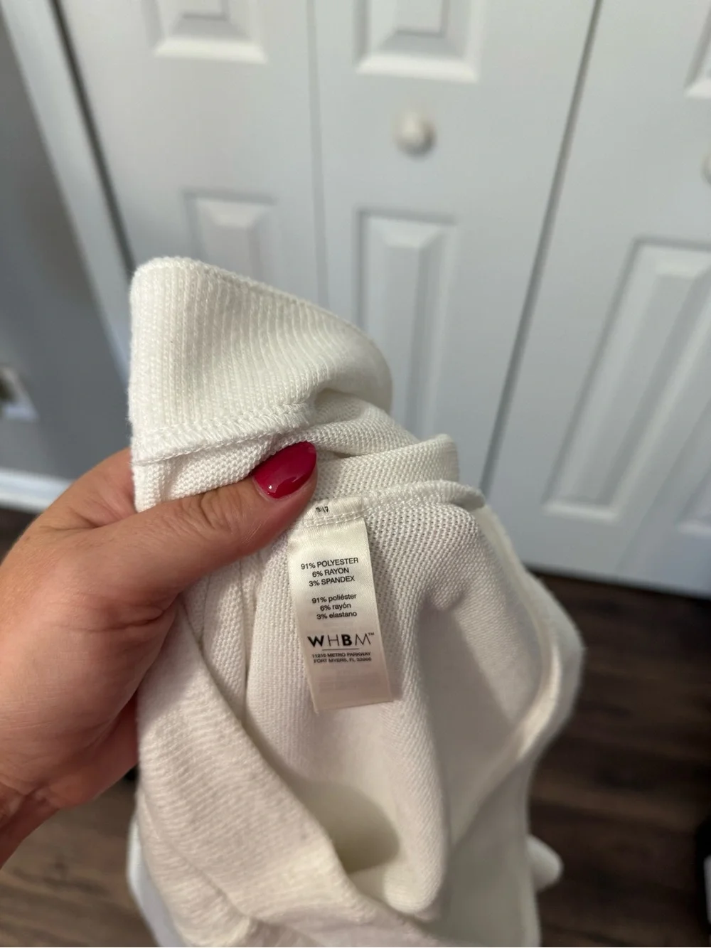 WHBM White Knit Polo V-Neck Sweater